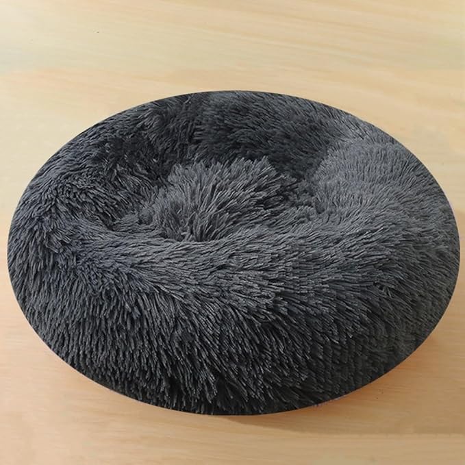Dog Bed & Cat Bed for Small Medium Dogs, 27 Inch Calming Dogs Bed Anti-Anxiety Machine Washable Fluffy Luxury Anti-Slip Waterproof Pet Puppy Round Bed (Dark Grey)