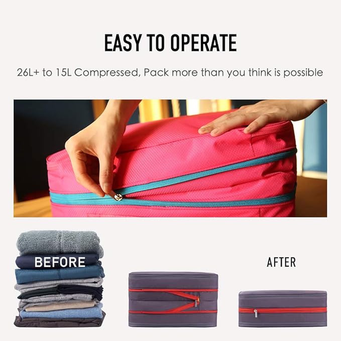 Bee Nesting Waterproof Compression Packing Cubes,Travel Packing organizers for Carry on Luggage,Backpacking, Suitcases