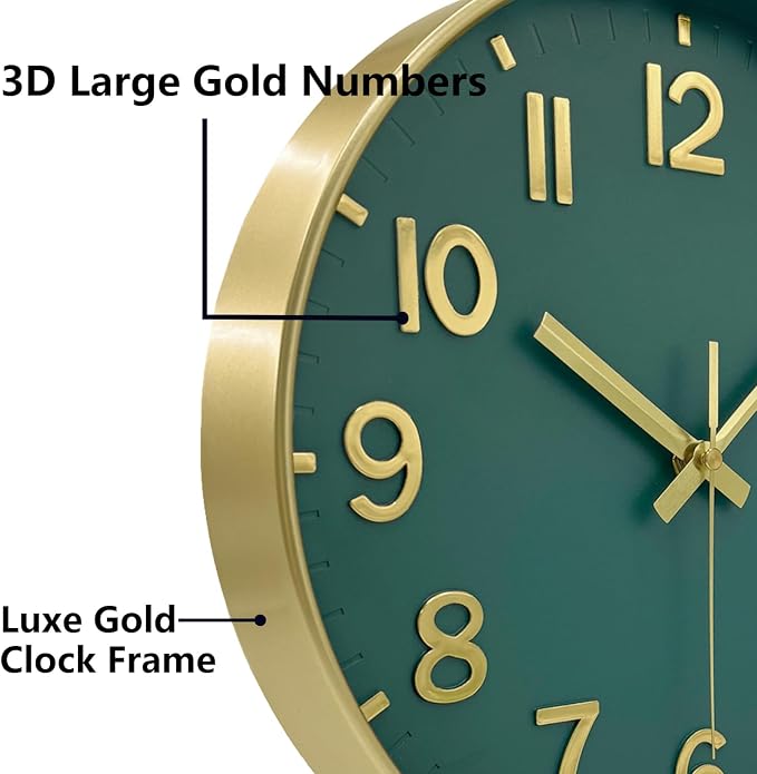 Wall Clocks Battery Operated, 12 Inch Non Ticking Digital Wall Clock, Silent
