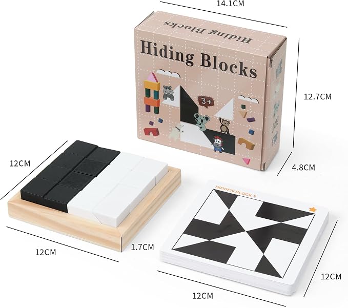 QZMTOY Wooden Blocks Puzzle Table Games for Kids Ages 3+, Brain Teaser Puzzle Game with 80 Challenges, STEM Montessori Toys for Boys Girls, Travel Toys, Stocking Stuffers