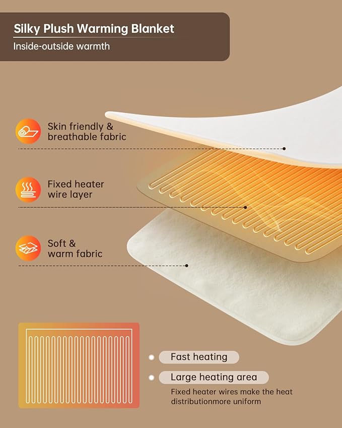 Electric Heated Blanket Queen Size, Washable Blanket Warmer with Dual Control for Home for Adults, Super Cozy Soft Fabric, 84" x 90", 9 Heat Levels, 1-9H Auto-Off, ETL Certified, Cream
