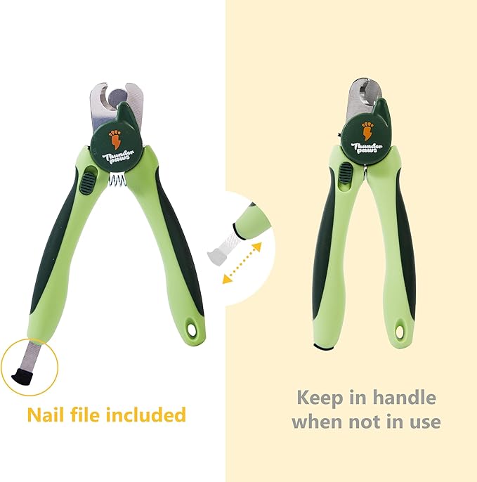 Professional-Grade Nail Clippers for Dogs Nail Trimmer with Safety Guard and Nail File - Nail Clippers for Large Dogs - Dog Nail Clipper Toenail Clippers (Green, Medium-Large (LED))