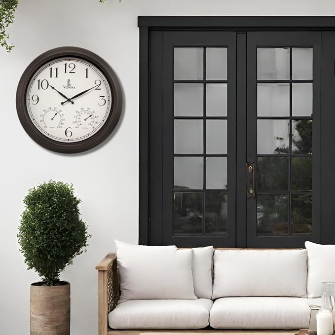 18 inch Outdoor Clocks for Patio Large Waterproof
