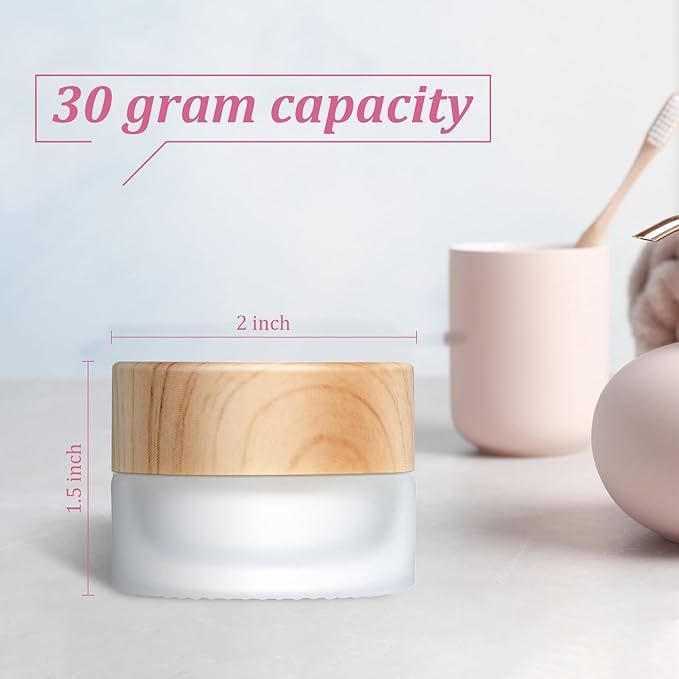 Geiserailie 30 Pieces Glass Cosmetic Containers Empty Sample Jars with Leak Proof Lids Makeup Sample Containers for Lotion Cream Cosmetic (30 Gram)