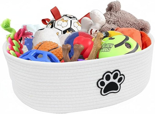 Dog Toy Box Woven Basket,Dog Toys Basket,Dogs Organization and Storage,for Puppy Leash, Blanket Food, Accessories Pet and Household Storing