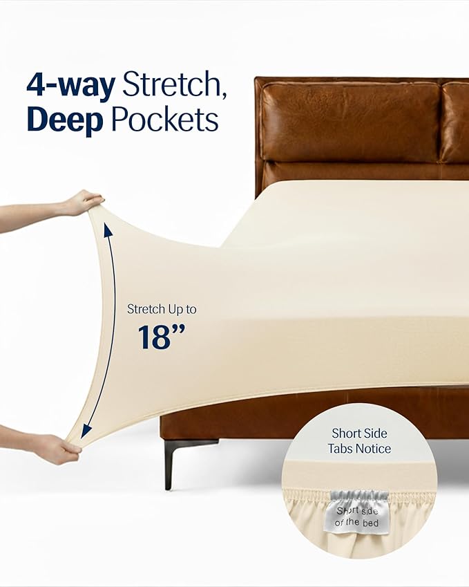 REST® Evercool®+ Starter Sheet Set, Twin, Snow Ivory, Breathable Bed Sheets for Hot Sleeper and Night Sweats, with Pillowcases, Ionic+ Self-Cleaning Silver Yarn for Sensitive Skin, 3PCS No Flat Sheet