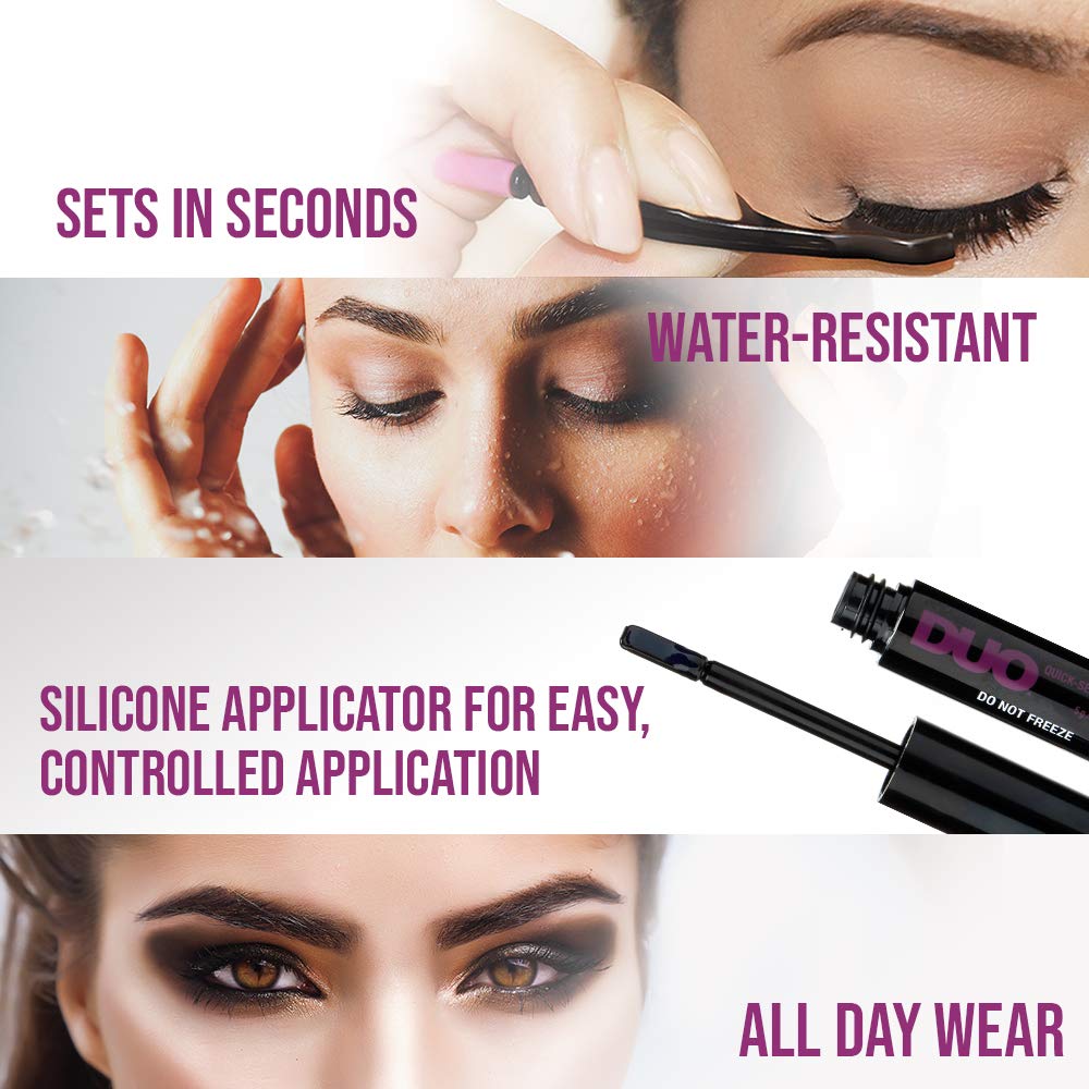 DUO Quick-Set Eyelash Glue Dark Tone – Waterproof Lash Adhesive for False Lashes, Long-Lasting, Fast-Drying Duo Lash Glue, 0.18 oz, 2-Pack