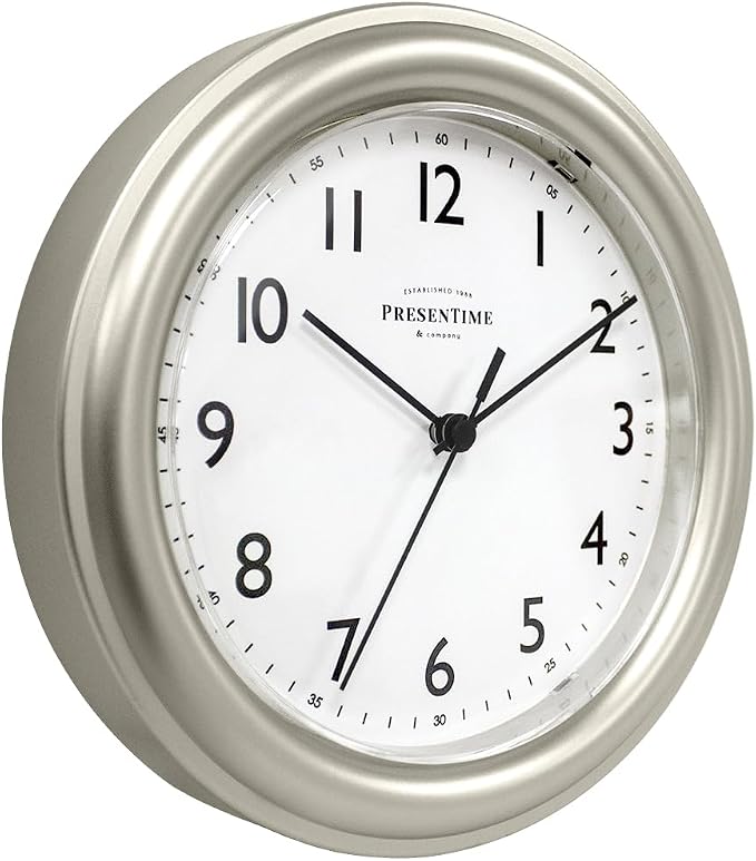 Presentime & Co. 8.5" Modern Farmhouse Essential Wall Clock, Silent Non Ticking