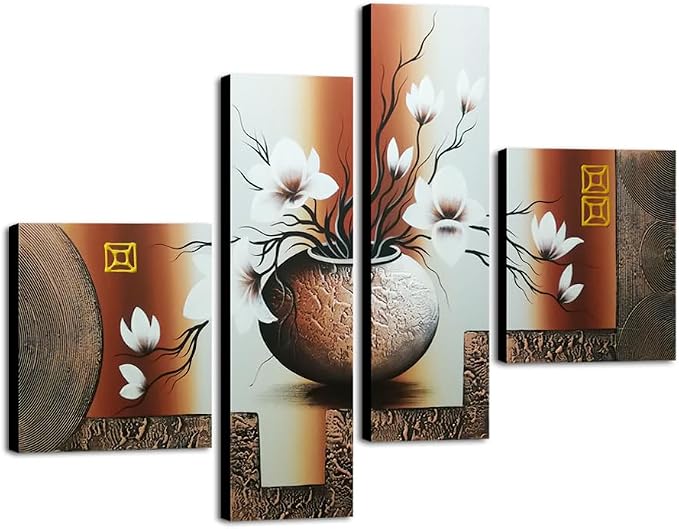Wieco Art Huge Size Artwork 4 Panels 100% Hand-painted Modern Canvas Wall Art