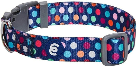 Blueberry Pet Essentials Rainbow Polka Dots Adjustable Dog Collar, Medium, Neck 14.5"-20"