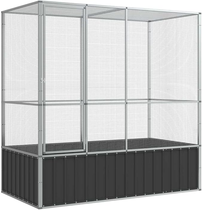 Steel Aviary, Large Bird Cage with Lockable Door, Aviary Spacious and Versatile Cage Ideal for Parakeets, Parrots, Lovebirds, Cockatiels, Pigeons, 82.9"x42.1"x83.5",-272