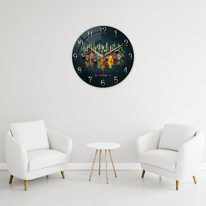 Kitchen Wall Clock Battery Operated 12 Inches Round Decorative Clocks