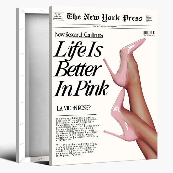 Trendy Baby Pink Poster 70s Canvas Prints The New York Press Wall Art Life Is