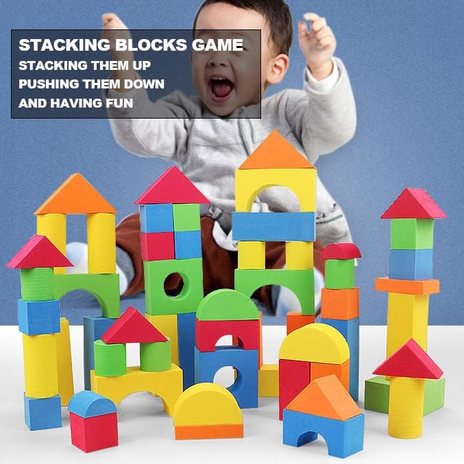Pairez Toys Foam Building Blocks for Toddlers 2-4, 81PCS Soft Blocks Toy | Baby Bath Foam Toys, Stacking Blocks Set, Sensory and Montessori Toys for Boys & Girls 18+ Months