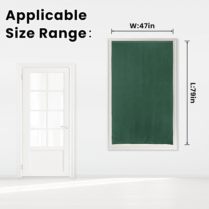Blackout Curtains for Bedroom Stick On Curtains Window Shades Pull Down Blackout Window Cover No Drillng Self Adhesive Curtains No Rod Small Curtain 47" W X 79" L, Dark Green, 1 Panel