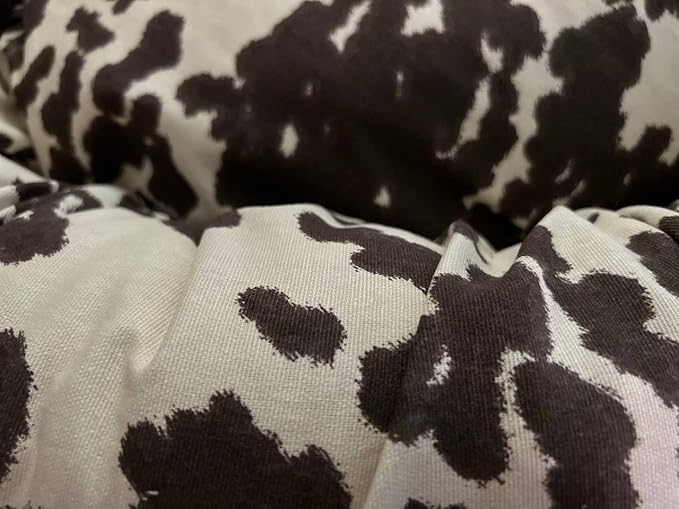 Organic Cotton Canvas Dog Bed: Removable Cover, Natural Fill - Made in USA (Cow Print Brown White, Medium 28" x 8" inches)