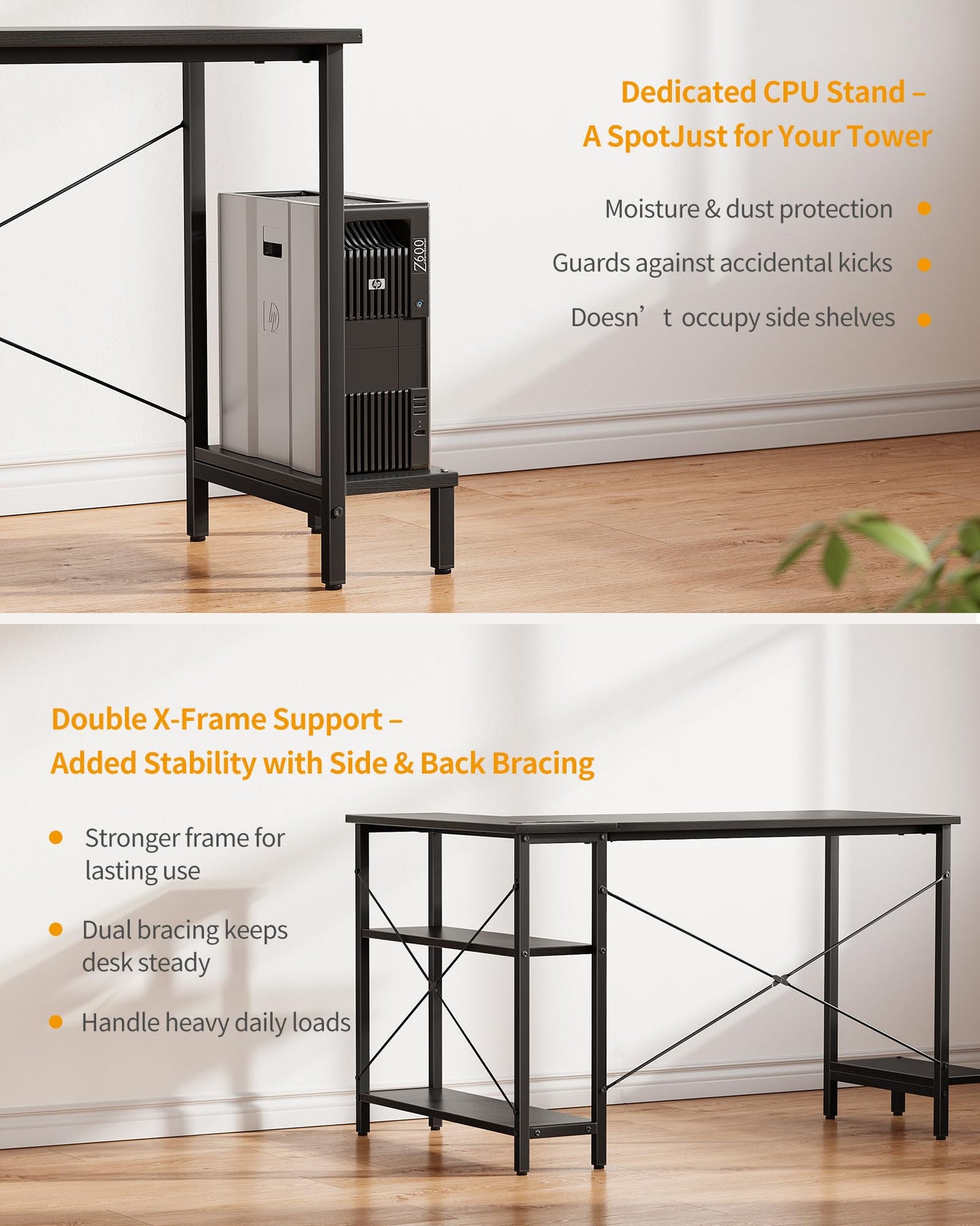 CubiCubi Small Computer Desk with Power Outlets, 40 Inch L Shaped Desk with CPU Stand & Reversible Shelves, Gaming Corner Desk Study Writing Table for Home Office Bedroom, Black