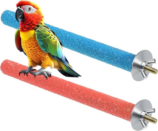 Bird Perches Stand for Cage, 2 Pcs Parrot Bird Cage Perch Toy Paw Grinding Stick Cages Wooden Grinding Claw Sticks Sanded Surface Cages Toy for Parakeets Finches Parakeet Toys Birdcage Accessories