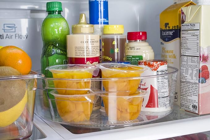 Kitchen Spaces Large Lazy Susan Organizer Bin, Pantry Rack or Deep Cabinet Turntable Shelf Storage, High Sides to Prevent Spills, BPA-Free Plastic, Clear and Sturdy with Full Spin