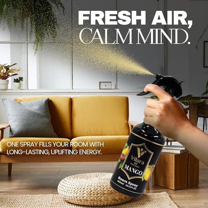 Room Spray Freshener - Long-Lasting Luxury Scents - Room and Linen Spray for Bedding, Sheets, Fabric, Furniture for Aromatherapy - 10.14 fl oz (Mango)