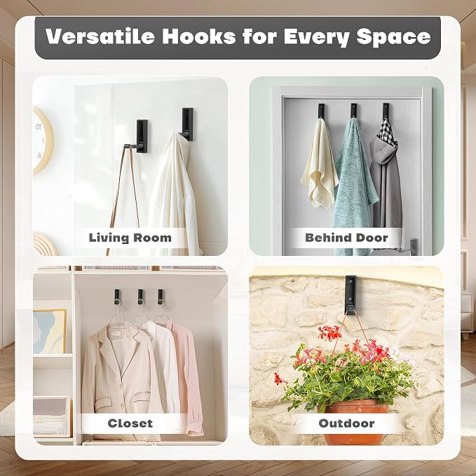 Folding Wall Hooks, Heavy Duty Zinc Alloy No Rust Fold Up Hooks