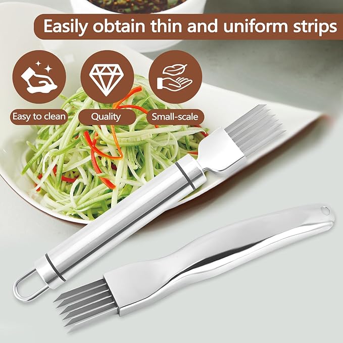 2 Piece Shred Silk The Knife, Stainless Steel Chopped Green Onion Knife, Multifunctional Scallion Cutter Shredder Chopper for Kitchen Tool Sharper Food Slicing