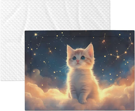 Waterproof Dog Blanket Soft Pet Blanket for Puppy, Fleece Cat Throw Blankets for Furniture Bed Couch Sofa Reversible - Starry Sky Constellation Cat