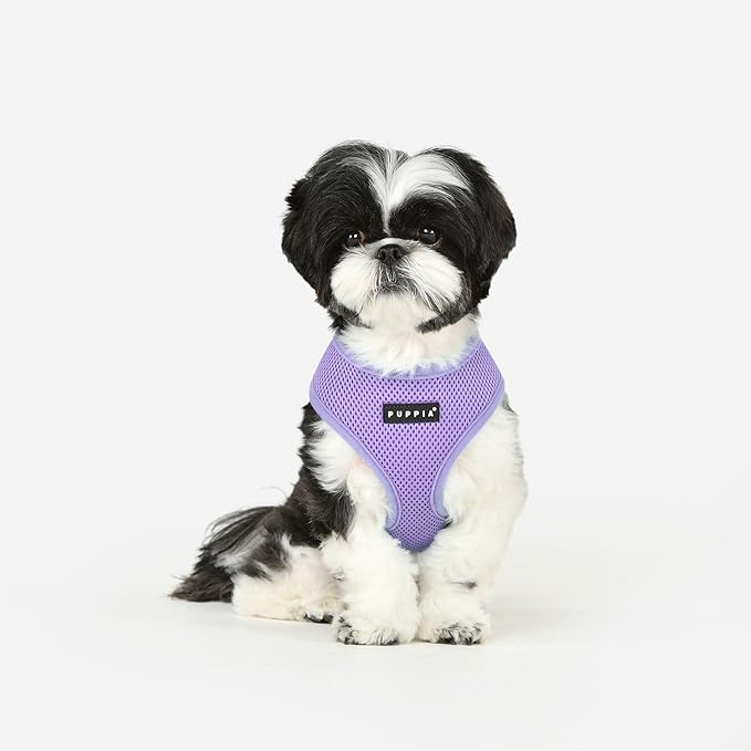 Puppia Soft Dog Harness No Choke Over-The-Head Triple Layered Breathable Mesh Adjustable Chest Belt and Quick-Release Buckle, Violet, Large
