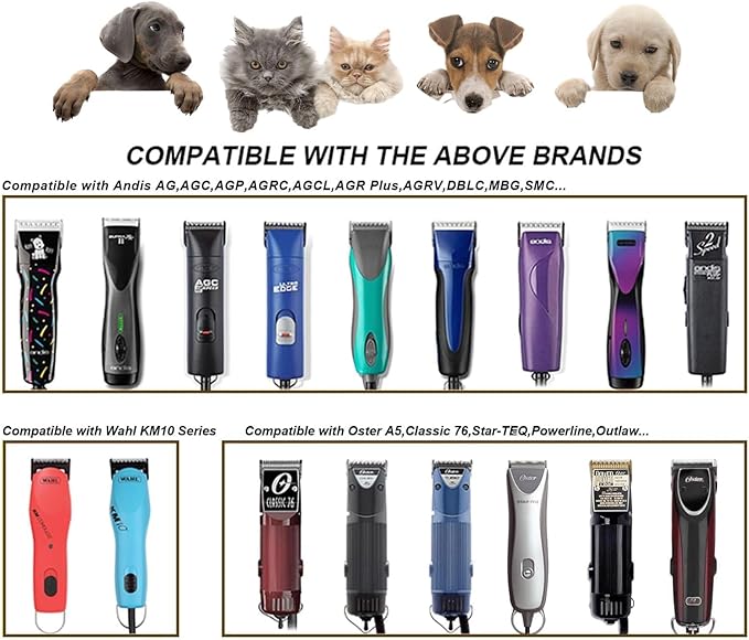 4PCS Dog Grooming Replacement Blades Compatible with Andis/Oster A5/Wahl KM-10 Series Dog Clippers,Detachable Clipper Replacement Blade,Black (4PCS Black-#3FC+4FC+5FC+7FC)