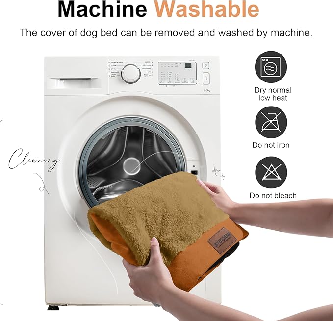 Small Dog Bed Orthopedic Washable: Beds Bolster Small Sized Dogs Bed Egg Crate Foam Couch Sofa Waterproof with Removable Cover - Orange