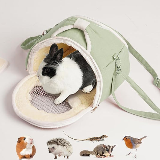 ABLAZEZAI Guinea Pig Carrier, Small Animal Travel Bag, Breathable Outdoor Portable Pouch for Snake Chinchilla Hamster Bird Bunny Hedgehog Sugar Glider Gerbil (Green)