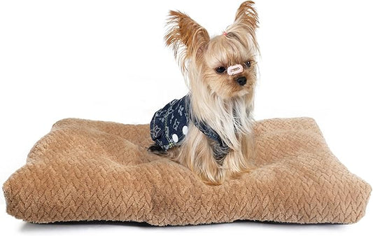 Dog Bed for Small Dogs Crate Washable 22 inch Dog Mats for Sleeping,Up to 15 lbs Soft and Fluffy Khaki S