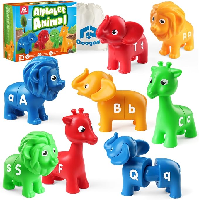 Coogam ABC Letters Matching Game, 26PCS Alphabet Fine Motor Skill Color Shape Recoginition Preschool Educational Montessori Learning Toys for 2 3 4 Years Old Toddlers