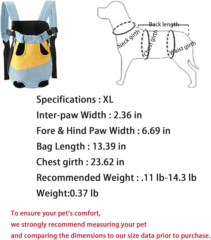 Lightweight Pet Backpack Carrier for Small Dogs & Cats - Easy-Fit Adjustable Straps, Basic Legs-Out Design, Durable for Daily Use (Fits Pets Under 15lb) (Red-White Color-Blocked, X-Large)