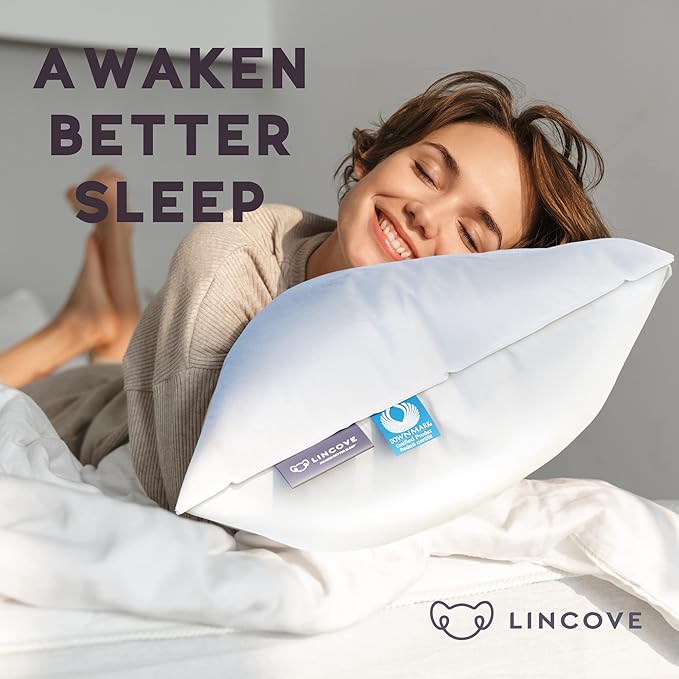 Lincove Cloud Natural Canadian Down Pillow, White Luxury Sleeping Pillow - 625 Fill Power, 500 Thread Count Cotton Shell, Made in Canada, Standard - Medium, 1 Pack