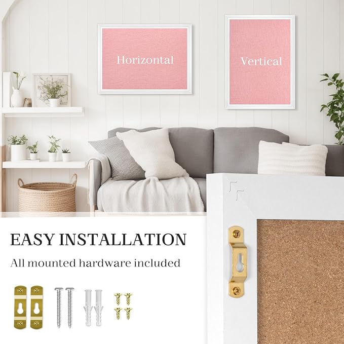 Large Pink Cork Board with Linen, Picture Display Vision Board Corkboards