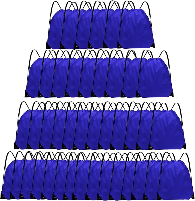 Drawstring Backpack Bulk 42 Pcs String Backpack Drawstring Bags Cinch Bag Sackpack for Men Women Gym (Navy Blue)