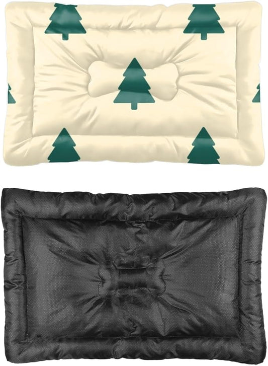 Festive Tree Print Pet Bed Non Slip Plush Dog Bed Travel Pet Portable Non- Slip Bottom Dog Room Furniture Multi- Scenario Mat Gift Printed Dogs Beds 36× 24 Inch