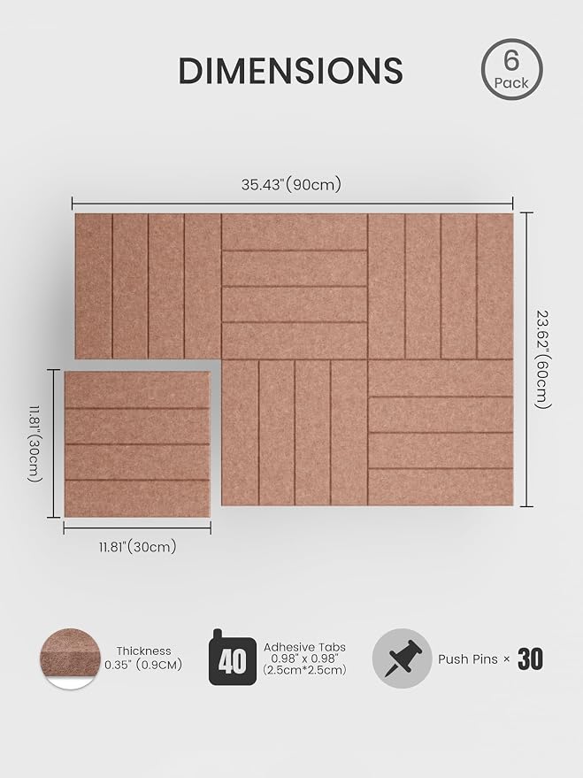 Bumusty Large Cork Board Alternative-36 x 24" Felt Bulletin Board Tiles