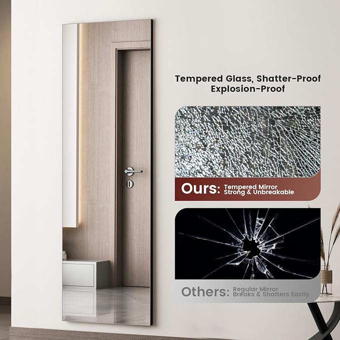 Kosmonia 58x18 Frameless Full Length Silver Coating Mirror w/Distortion Free