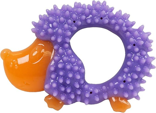 Outward Hound Pupstages Cutie Chewies Hedgehog Dental Dog Chew Toy — Multi-Textured, Massages Gums, Floats & Bounces for Teething Puppies & Small Dogs, 5" x 3.5" x 1"