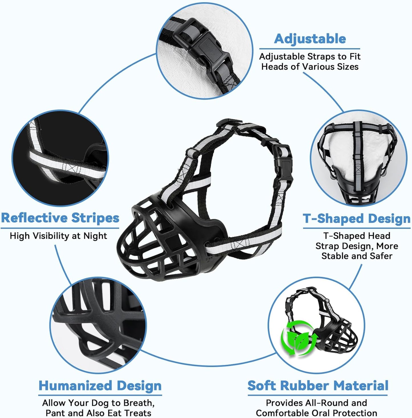 Dog Muzzle for Large Dogs, Breathable Basket Muzzles for Small, Medium and X-Large Aggressive Dog, Allows Panting Drinking, Suitable for Grooming Trimming Training (4, Blacks)
