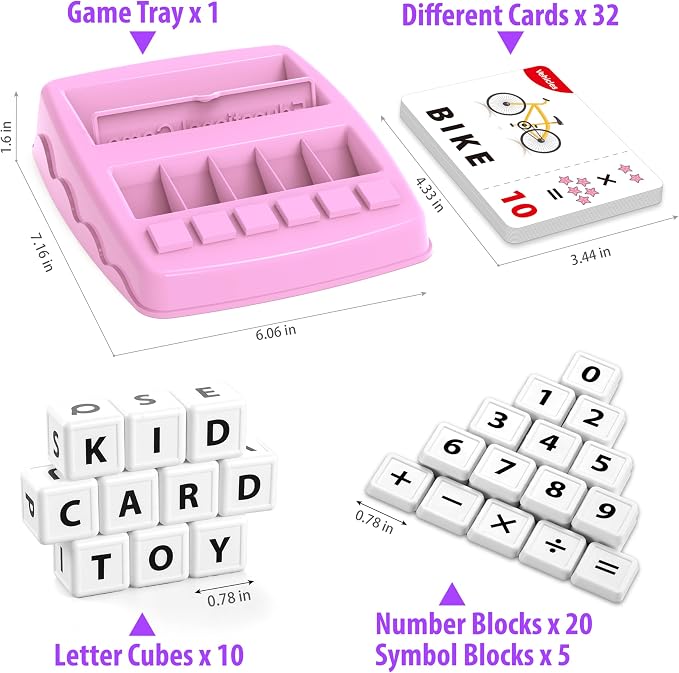 Yolscue Montessori Matching Letter Games,Educational Toys for 3-8 Year Olds Boys Girls,Alphabet Learning Toys for Kids Ages 3-8 Years,Birthday Party Gifts for 3-8 Year Olds Boys Girls(Pink)