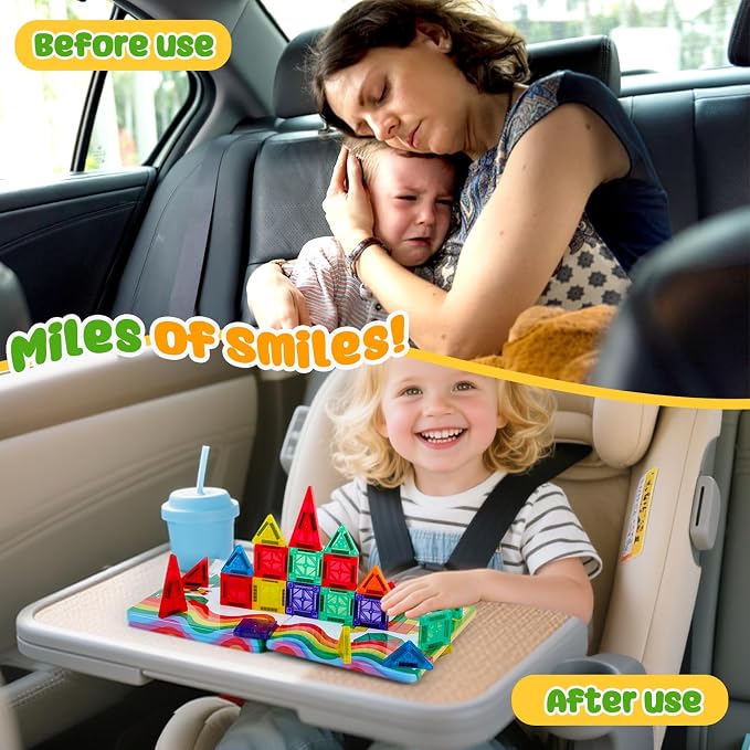 FNJO Mini Magnetic Tiles, Magnet Building Set,60 PCS Building Blocks Set STEM Preschool Montessori Toy for Kids Boys Girls