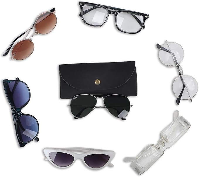 Leather Sunglasses Case Genuine Leather Eyeglass Case Soft Glasses Pouch Reading Glasses Case for Men & Women
