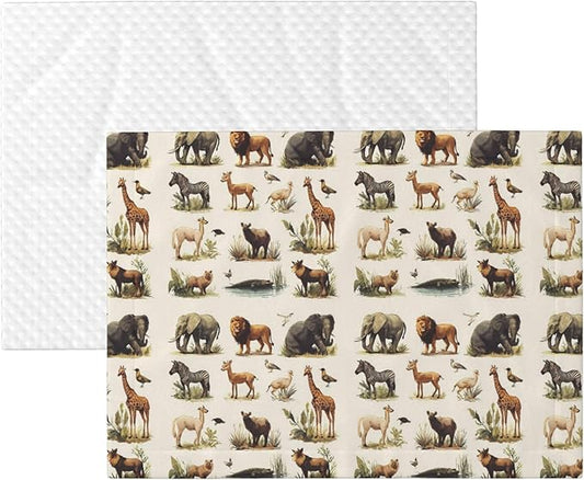 Waterproof Dog Blanket Soft Pet Blanket for Puppy Cat, Fleece Cat Throw Blankets for Furniture Bed Couch Sofa Reversible - Safari Animals 4