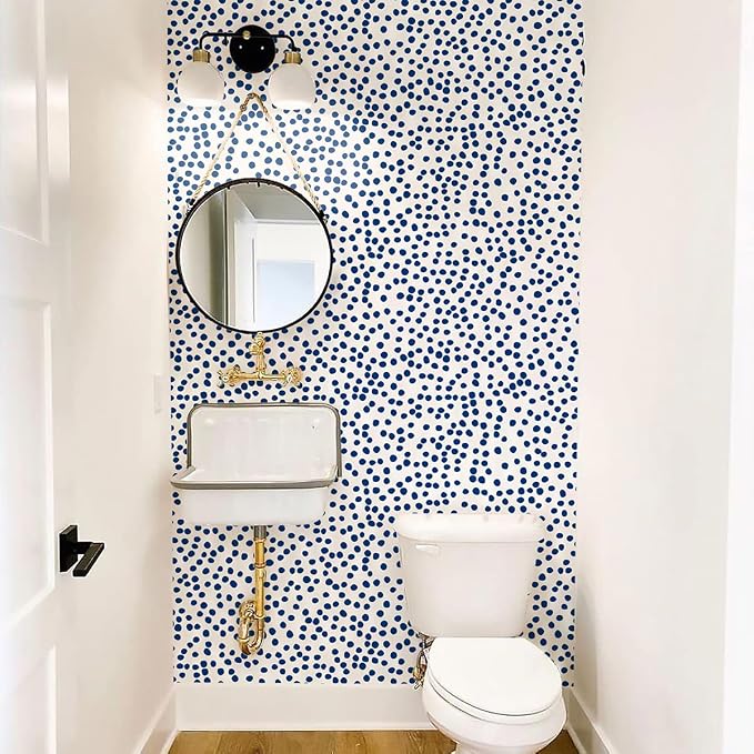 Jeweluck Blue Polka Dot Peel and Stick Wallpaper Blue and White Contact Paper