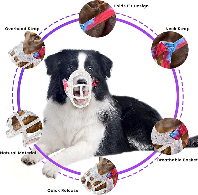 Basket Muzzle - Anti Biting Chewing, Sturdy Lightweight Allows Panting Drinking, Suitable for Grooming Trimming Training - Transparent, Size 5