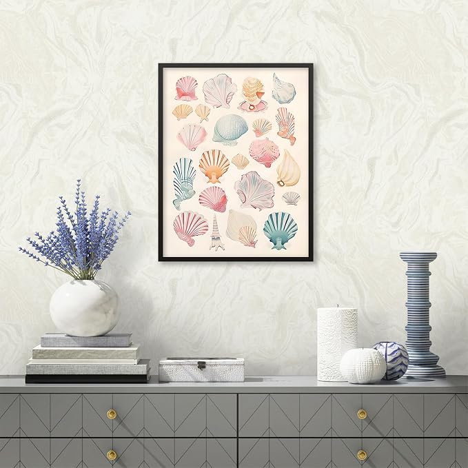 Pink Seashell Posters Coastal Cowgirl Canvas Wall Art Beach House Starfish