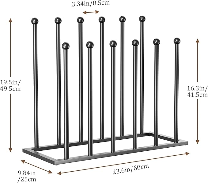 pickpiff Free Standing Shoe Racks - 19.5 Inch Black Metal Boot Rack Organizer Tall Boots for Dorm Room, Closet, Entryway, Bedroom, Patio Outdoor, Hallway, Black, Shoe Storage Fit for 6 Pairs